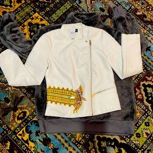 Leather jacket white New Look / small
